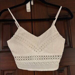 Rebellion White Smocked Top Crochet style Lace Detail Size‎ XS
